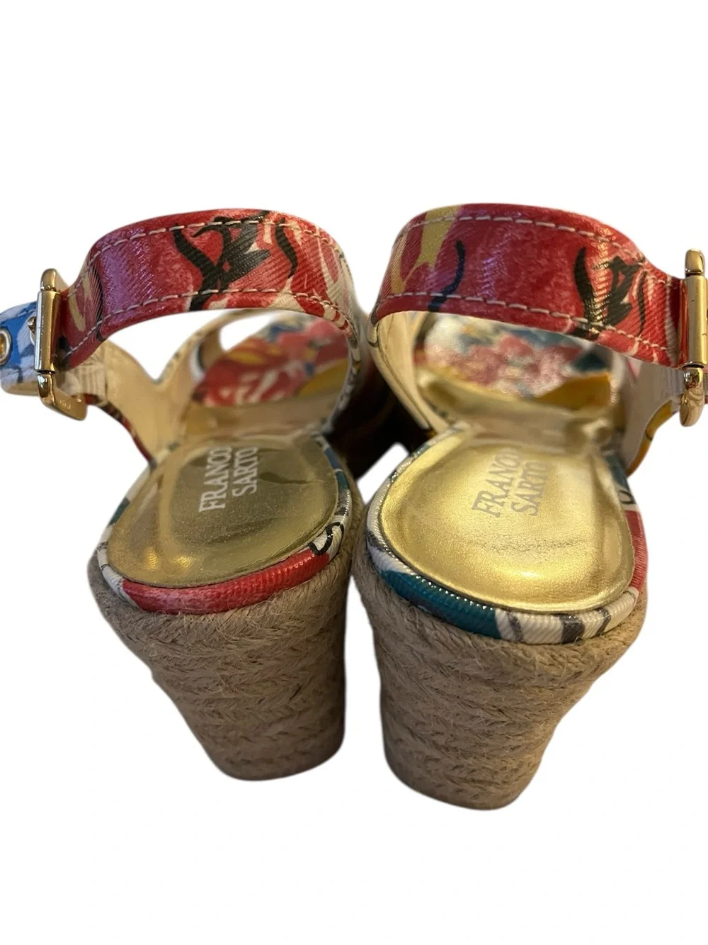 Franco Sarto Multicolor Floral Print Wedge Espadrilles Shoes Size 8
